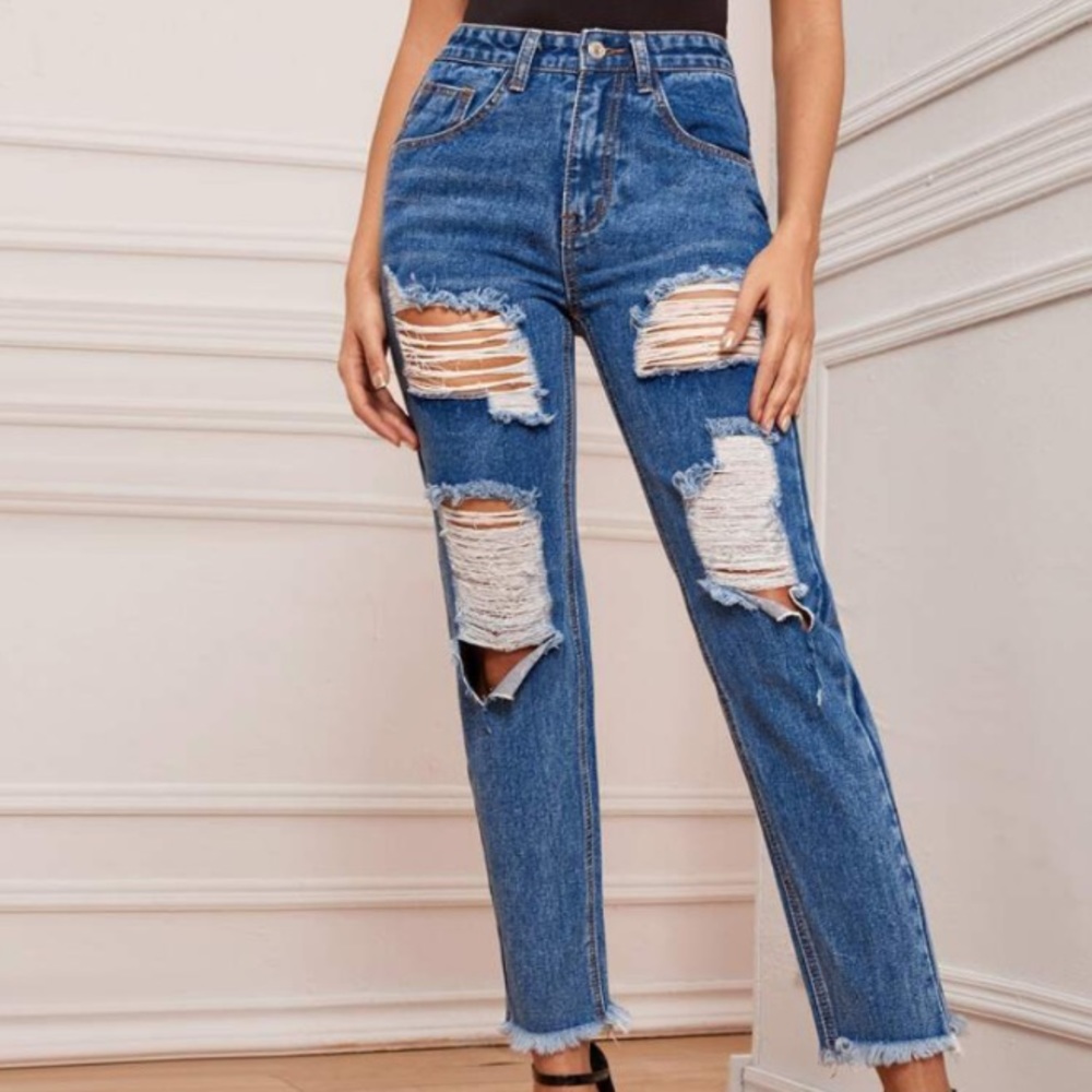 SHEIN | Ripped Mom Jeans